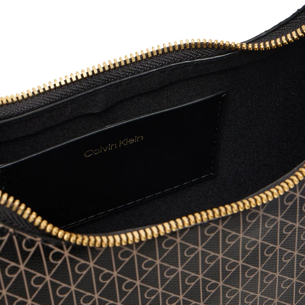 Calvin Klein Borsa a Spalla Logo Pattern – Nero/Oro - Etoilux