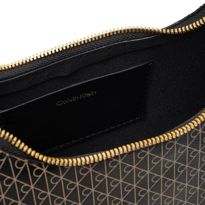 Calvin Klein Borsa a Spalla Logo Pattern – Nero/Oro - Etoilux