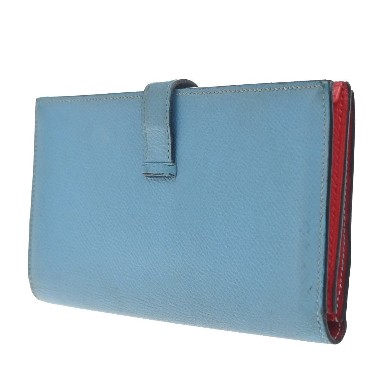 Hermès Béarn Soufflet – Pelle Epsom Bicolore – Blue Céleste / Rouge Tomate – Anno 2000 - Etoilux