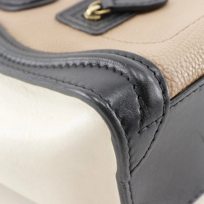 Céline Nano Luggage in Pelle Tricolore – Nero, Marrone e Bianco Sporco - Etoilux