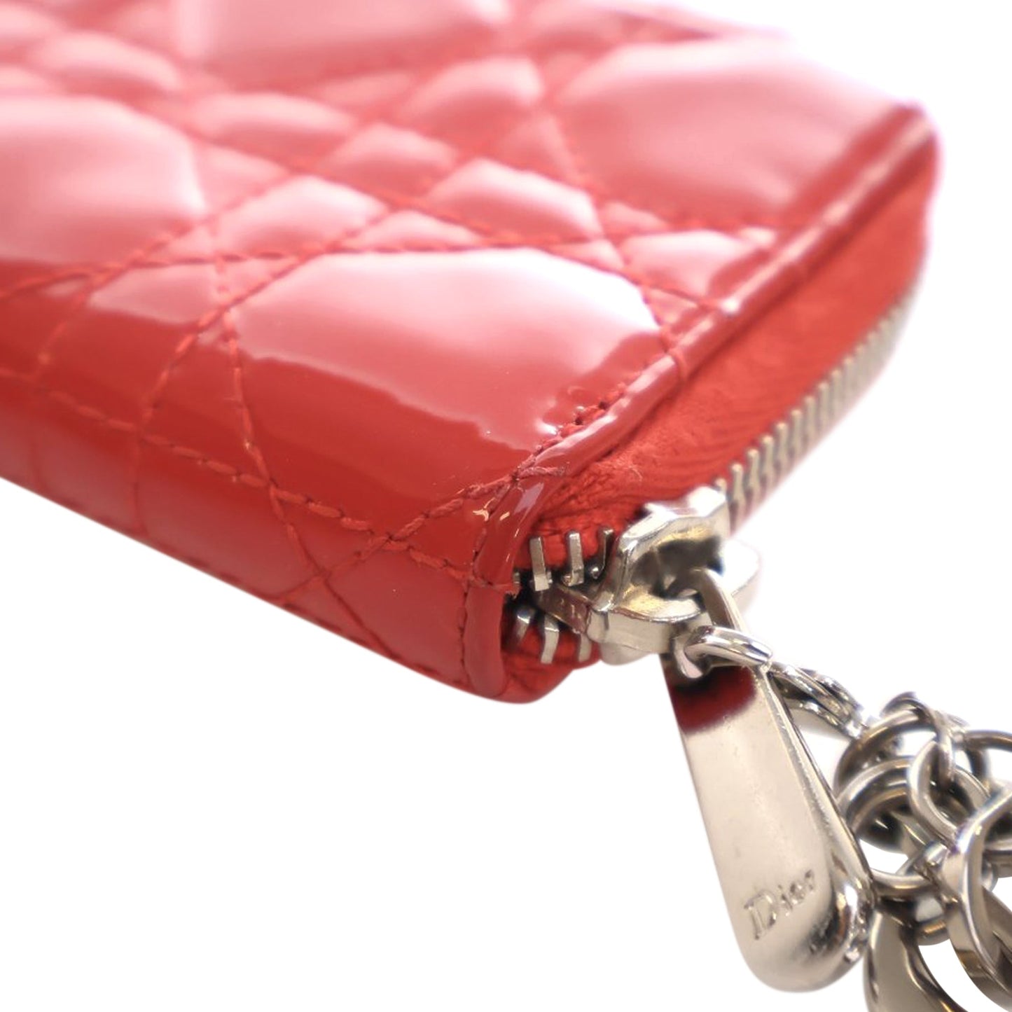Christian Dior – Portafoglio Lady Dior in Vernice Rosso Corallo – 2014 - Etoilux