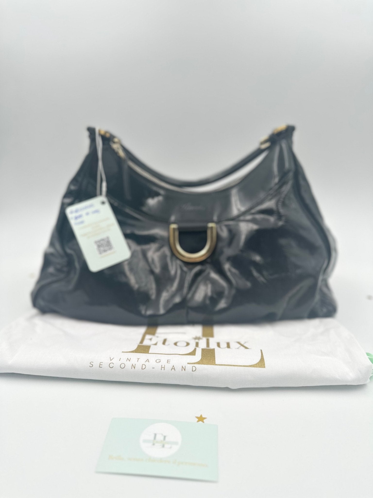 Gucci Indy Hobo Vernice Nera – Iconico Glamour Retrò - Etoilux