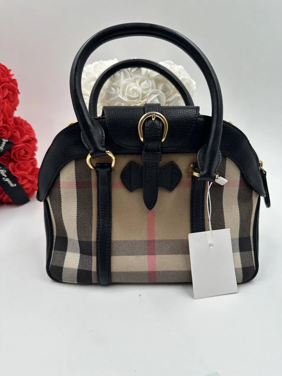 Burberry Orchard Small House Check e Pelle Nera – 27 cm - Etoilux