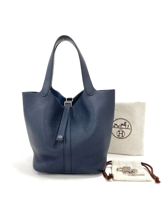 Hermès Picotin 22 Bleu Saphir Taurillon Clémence PHW