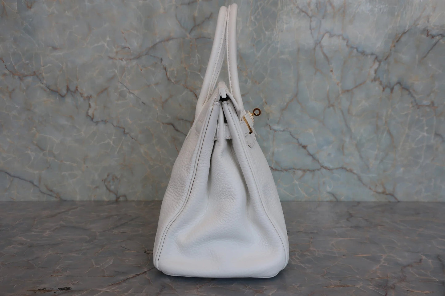 Hermès Birkin 30 Taurillon Clémence Blanc Hardware Dorato — 2008 - Etoilux