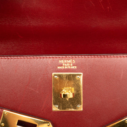 Hermès Kelly Retourne 32 Pelle Box Calf – Rosso – Hardware dorato - Etoilux