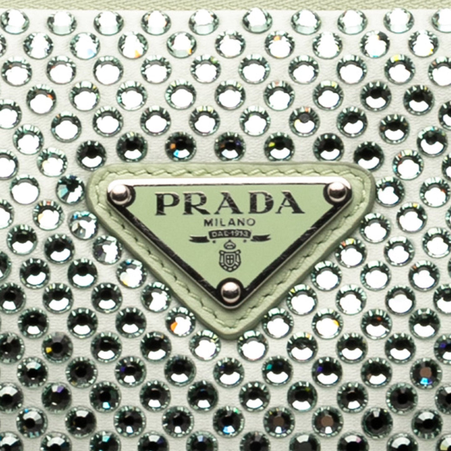 Prada Crystal Mini Triangle Bag Raso Verde Menta – 16 cm - Etoilux