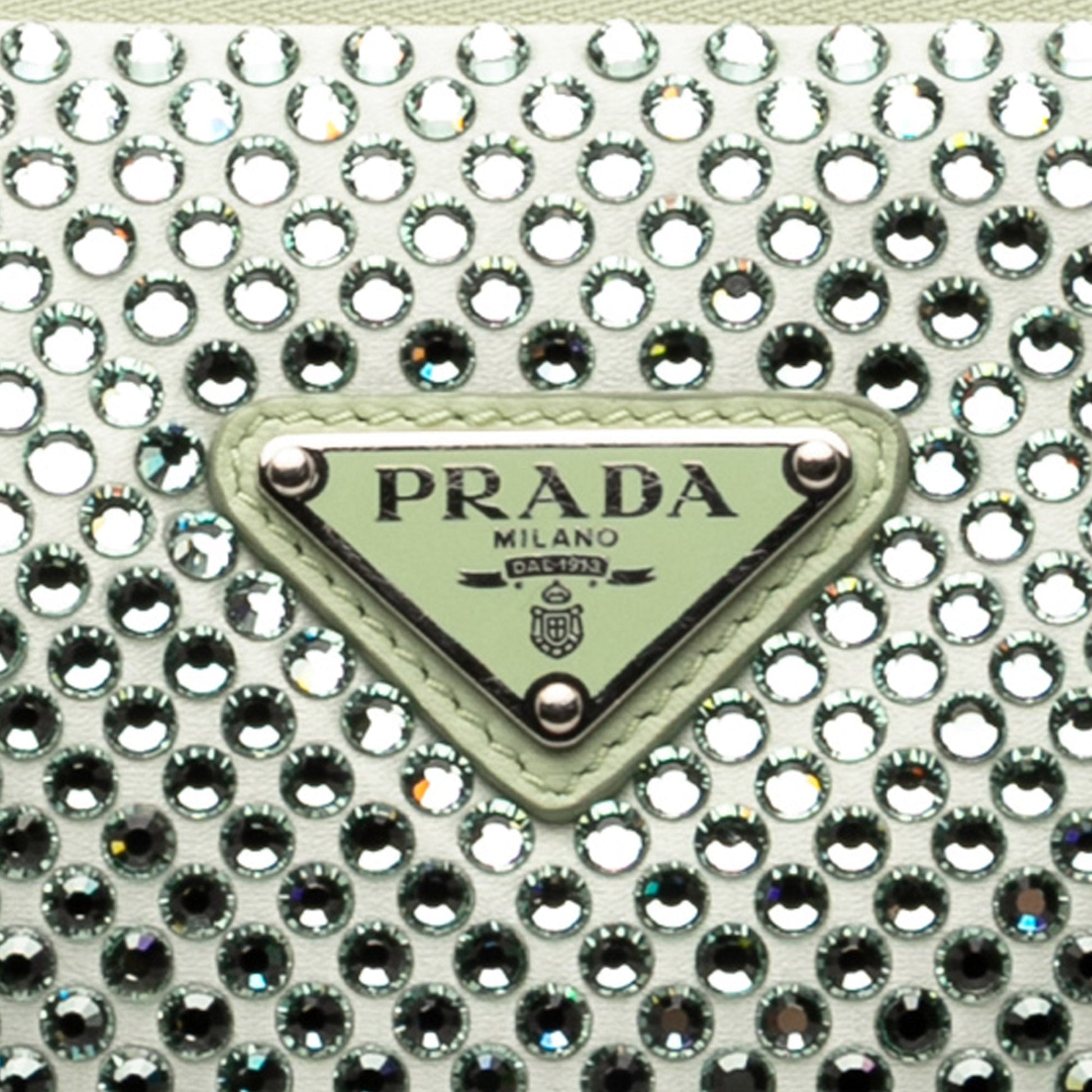 Prada Crystal Mini Triangle Bag Raso Verde Menta – 16 cm - Etoilux