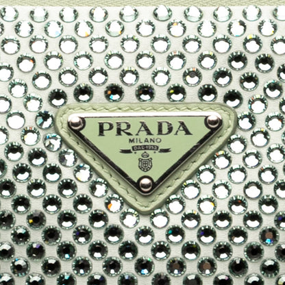 Prada Crystal Mini Triangle Bag Raso Verde Menta – 16 cm - Etoilux