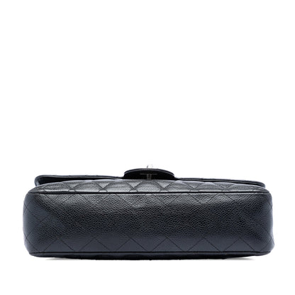 Chanel Classic Double Flap Medium – Pelle Caviar Nera, Hardware Silver - Etoilux