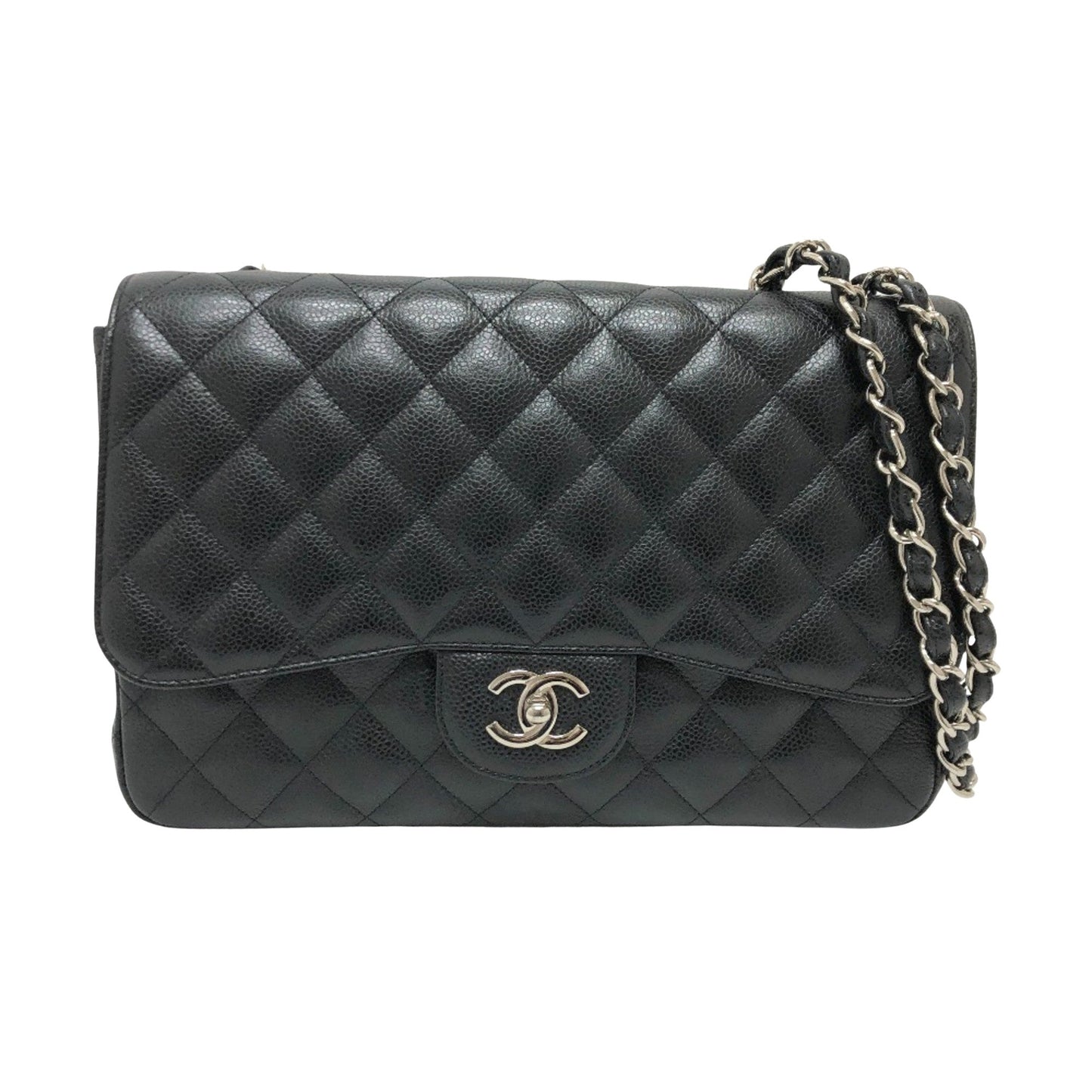 Chanel Classic Flap Medium – Caviar Nero & Hardware Argento – Made in Italy - Etoilux