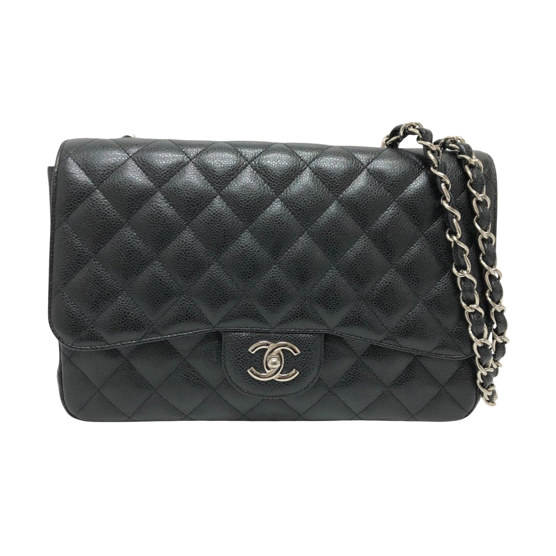 Chanel Classic Flap Medium – Caviar Nero & Hardware Argento – Made in Italy - Etoilux