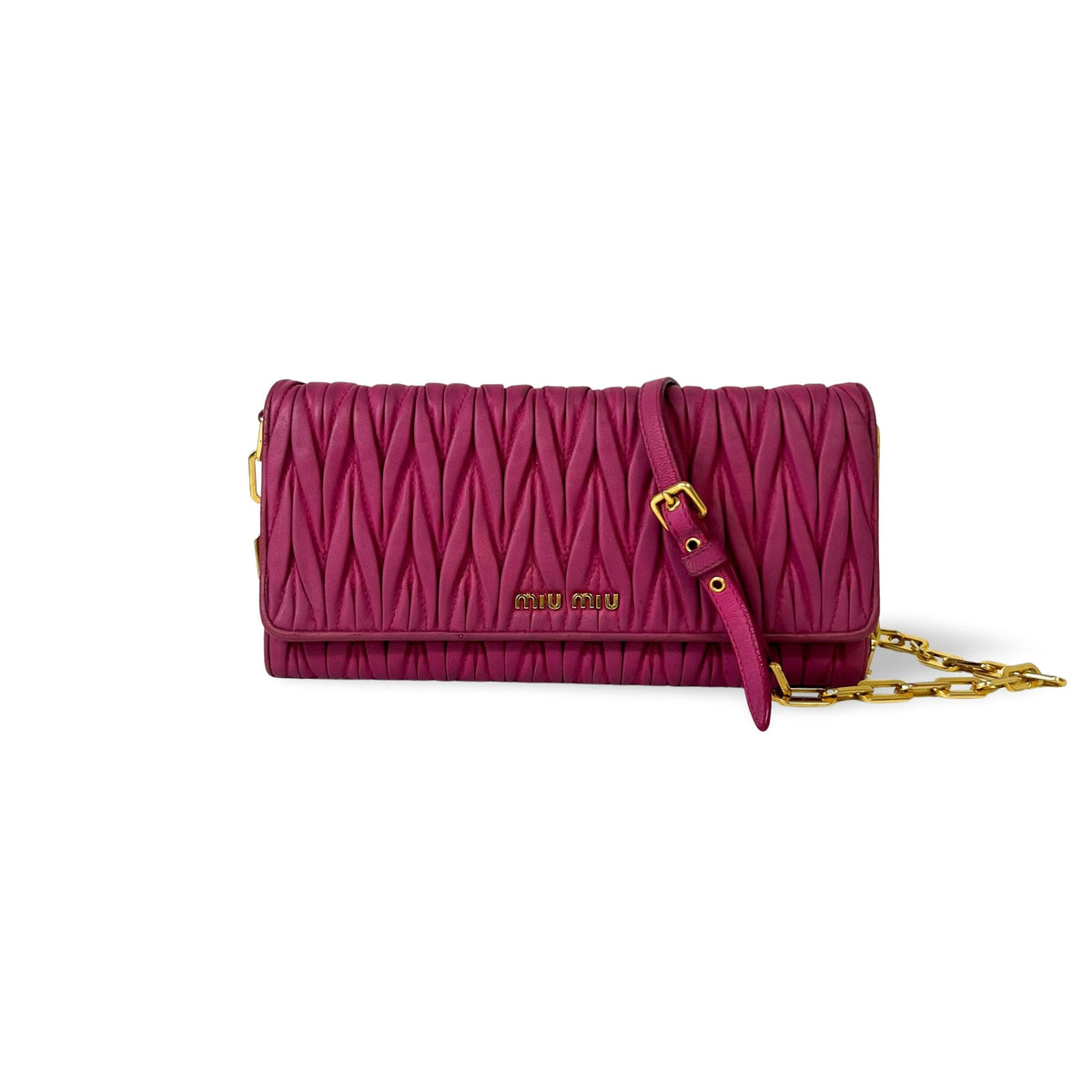 Miu Miu Matelassé Chain Shoulder Rosa