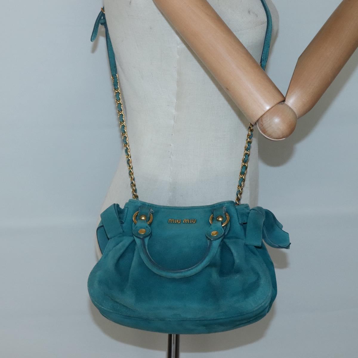 Miu Miu – Borsa a tracolla in pelle scamosciata blu - Etoilux