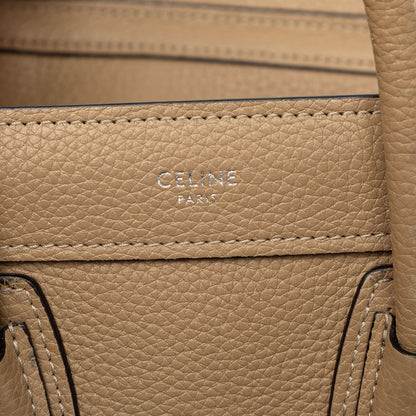 Céline Luggage Nano Pelle di Vitello Beige Dune Hardware Argento – 19,5 cm - Etoilux