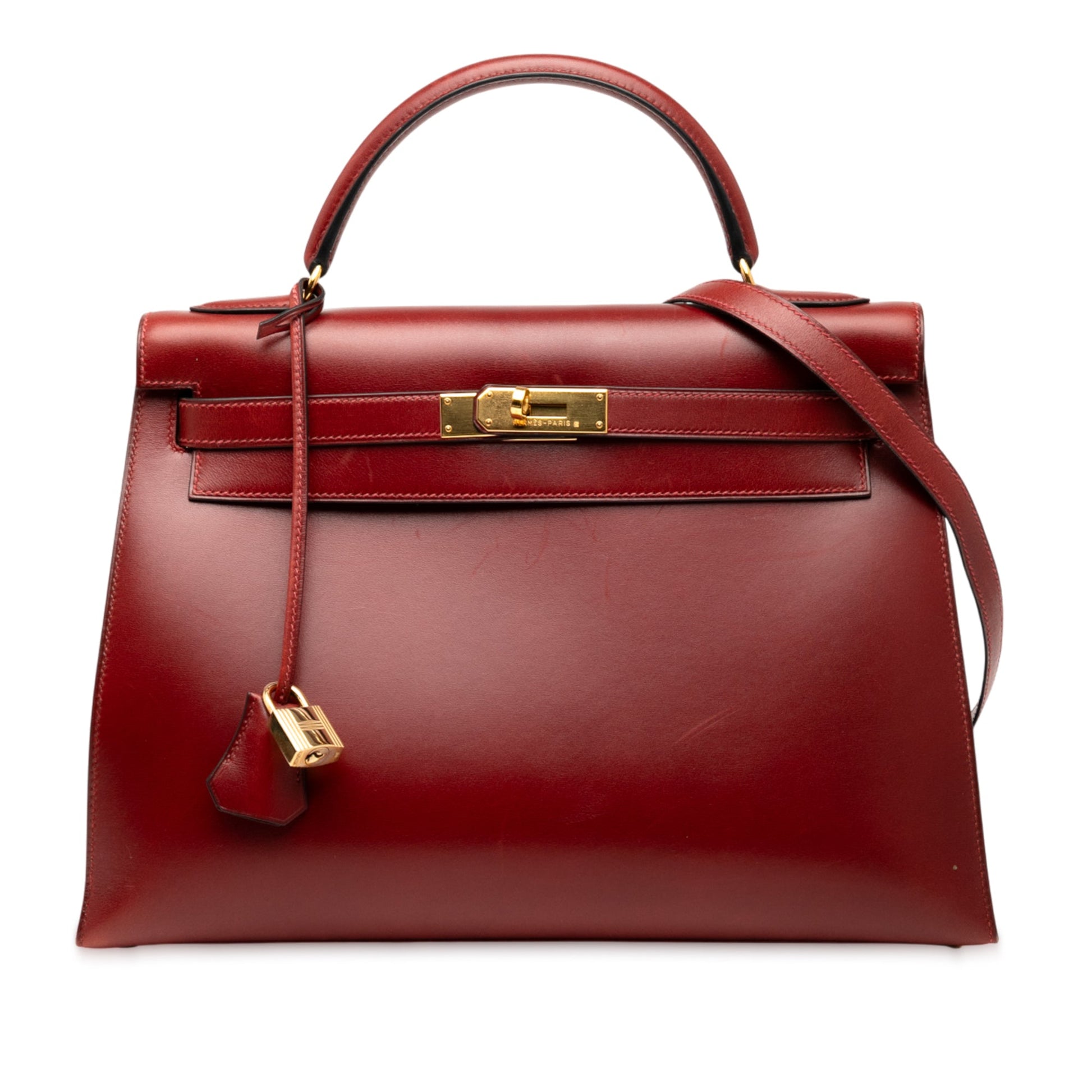 Hermès Kelly Retourne 32 Pelle Box Calf – Rosso – Hardware dorato - Etoilux
