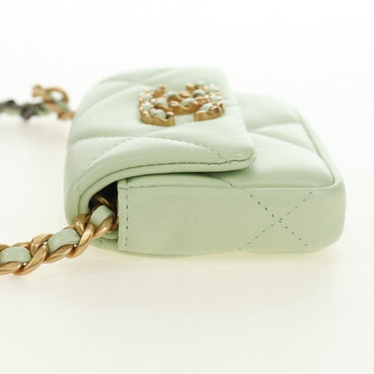 Chanel 19 Portamonete con Patta e Catena Pelle Agnello Verde Menta 2021 – 10 cm - Etoilux