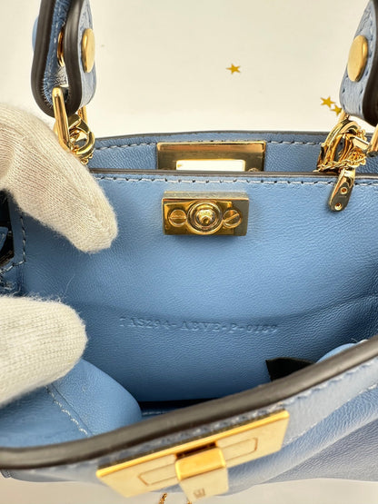 Fendi Nano Peekaboo – Pelle Azzurra - Etoilux
