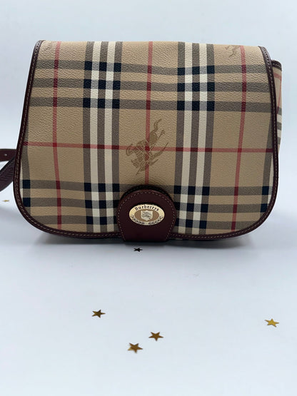 BURBERRY – Borsa a Tracolla Vintage Check in Canvas e Pelle Marrone - Etoilux