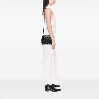 Bottega Veneta Nodini Intrecciato Nappa Nero con Frange e Borchie – 23 cm - Etoilux