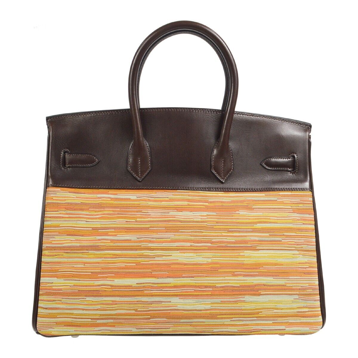 Hermès – Birkin 35 in Pelle Marrone con Inserti Tressé Multicolor - Etoilux