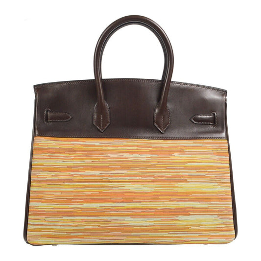 Hermès – Birkin 35 in Pelle Marrone con Inserti Tressé Multicolor - Etoilux