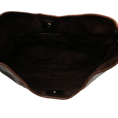Yves Saint Laurent Rive Gauche Mombasa Pelle di Vitello Marrone – 35 cm - Etoilux