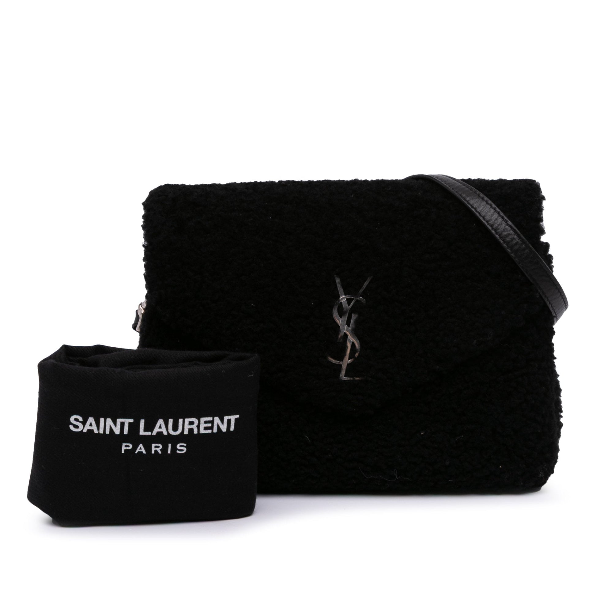 Saint Laurent – Borsa a Tracolla in Shearling Nero – 2018 - Etoilux