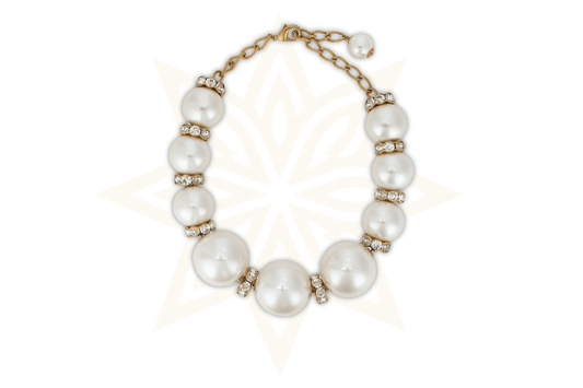 Dolce & Gabbana Collana con catena in oro e cristalli di perle finte bianche maxi - Etoilux