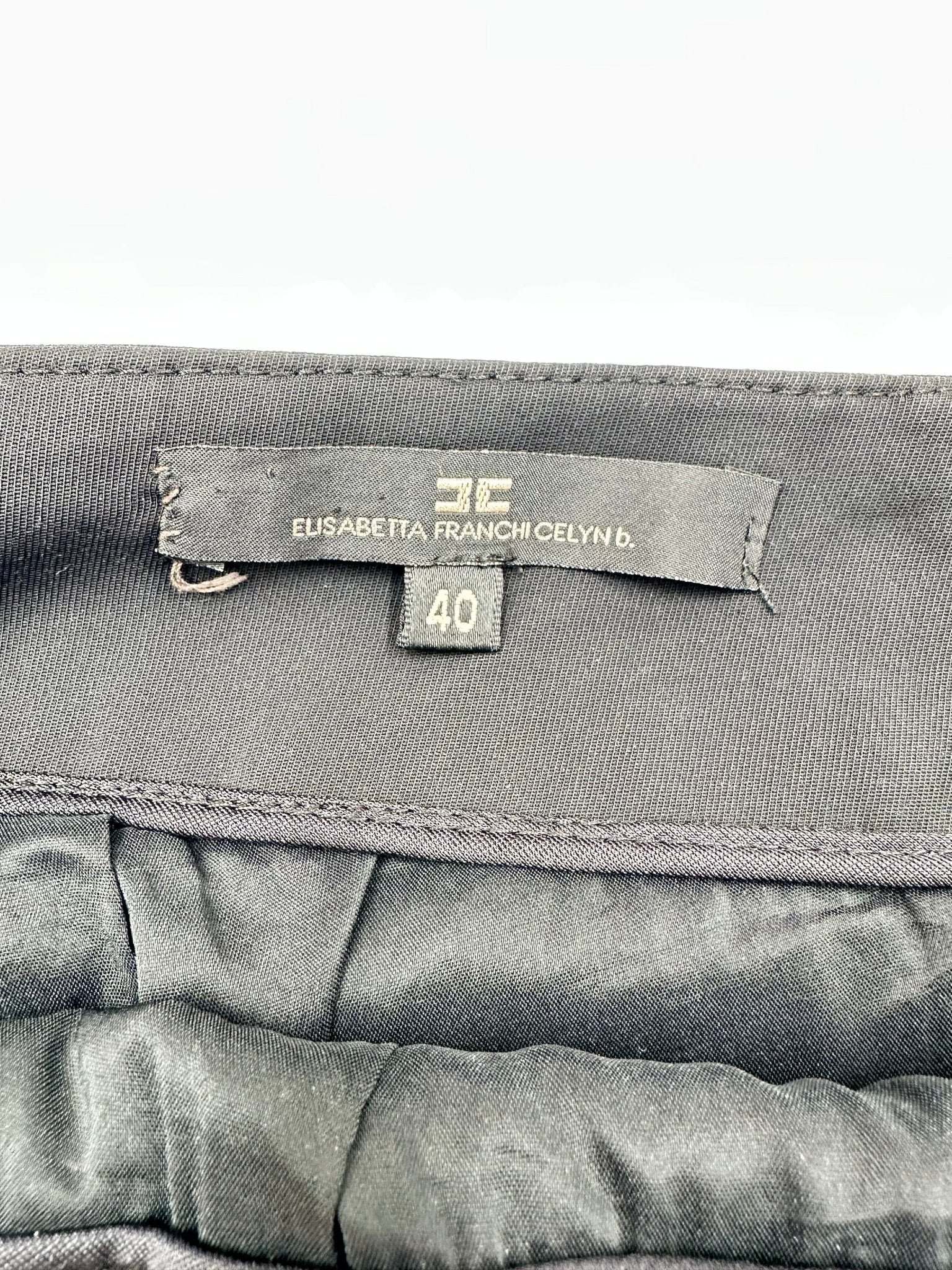 Elisabetta Franchi Gonna Midi Asimmetrica Nera con Zip Oro – Size 40 - Etoilux