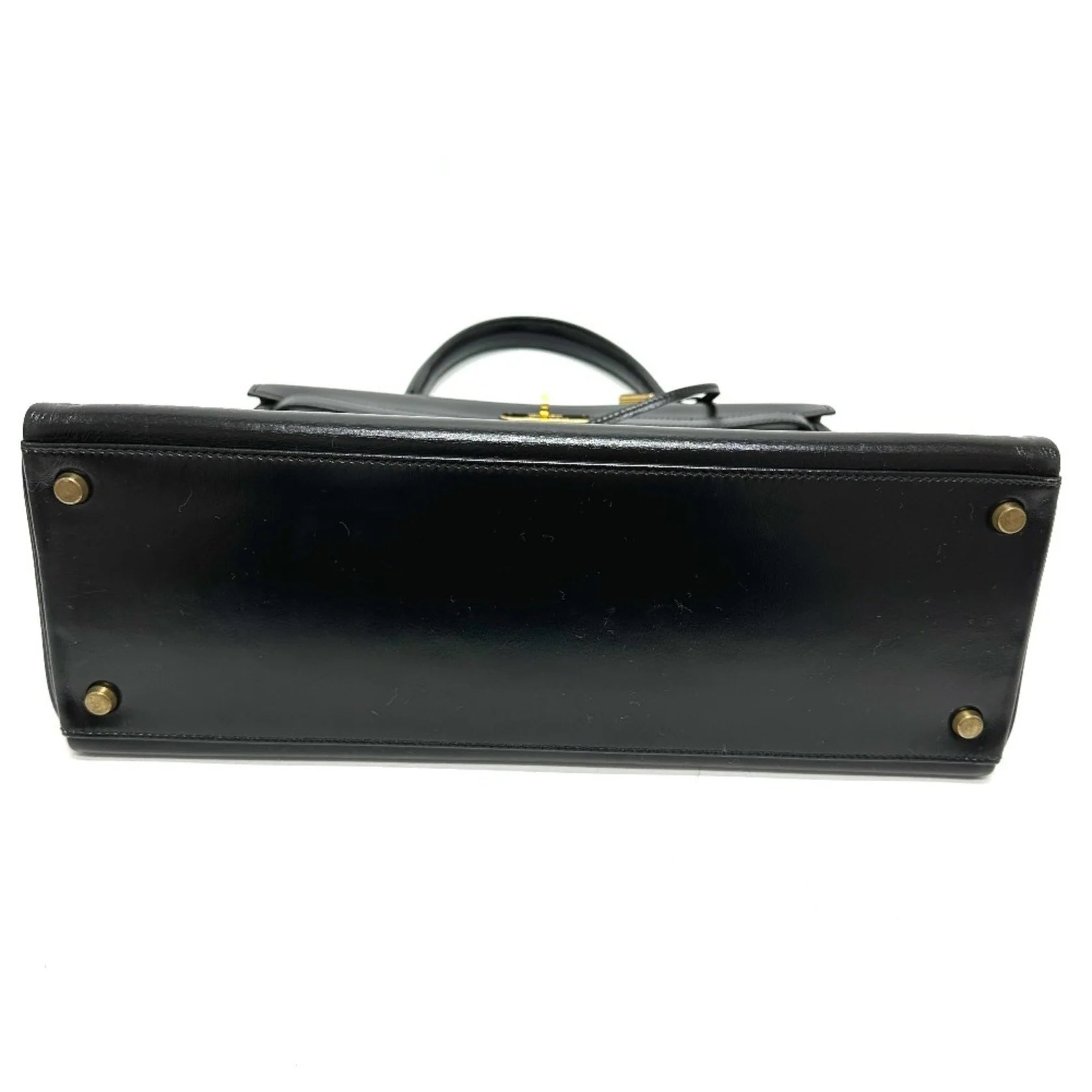 HERMES Kelly 35 con marchio S, borsa tote, borsa a mano con impunture, pelle di vitello box, da donna, nera - Etoilux