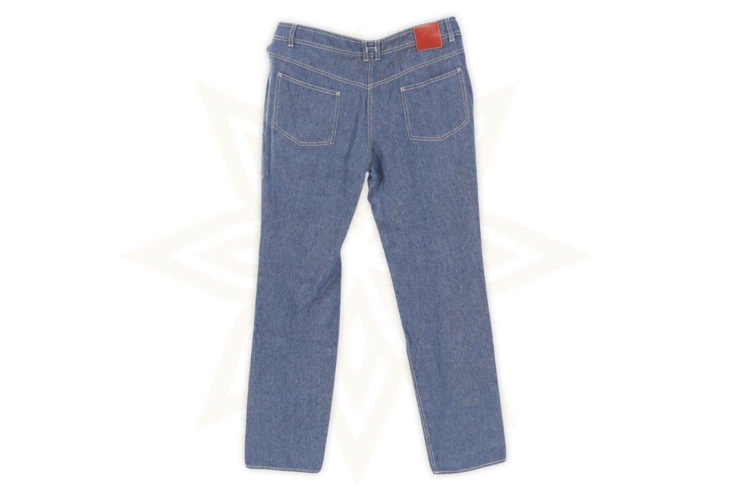 Hermès – Pantaloni in denim blu con cintura Medall H Taglia 40 - Etoilux