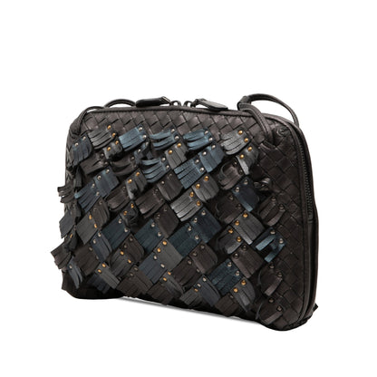 Bottega Veneta Nodini Intrecciato Nappa Nero con Frange e Borchie – 23 cm - Etoilux