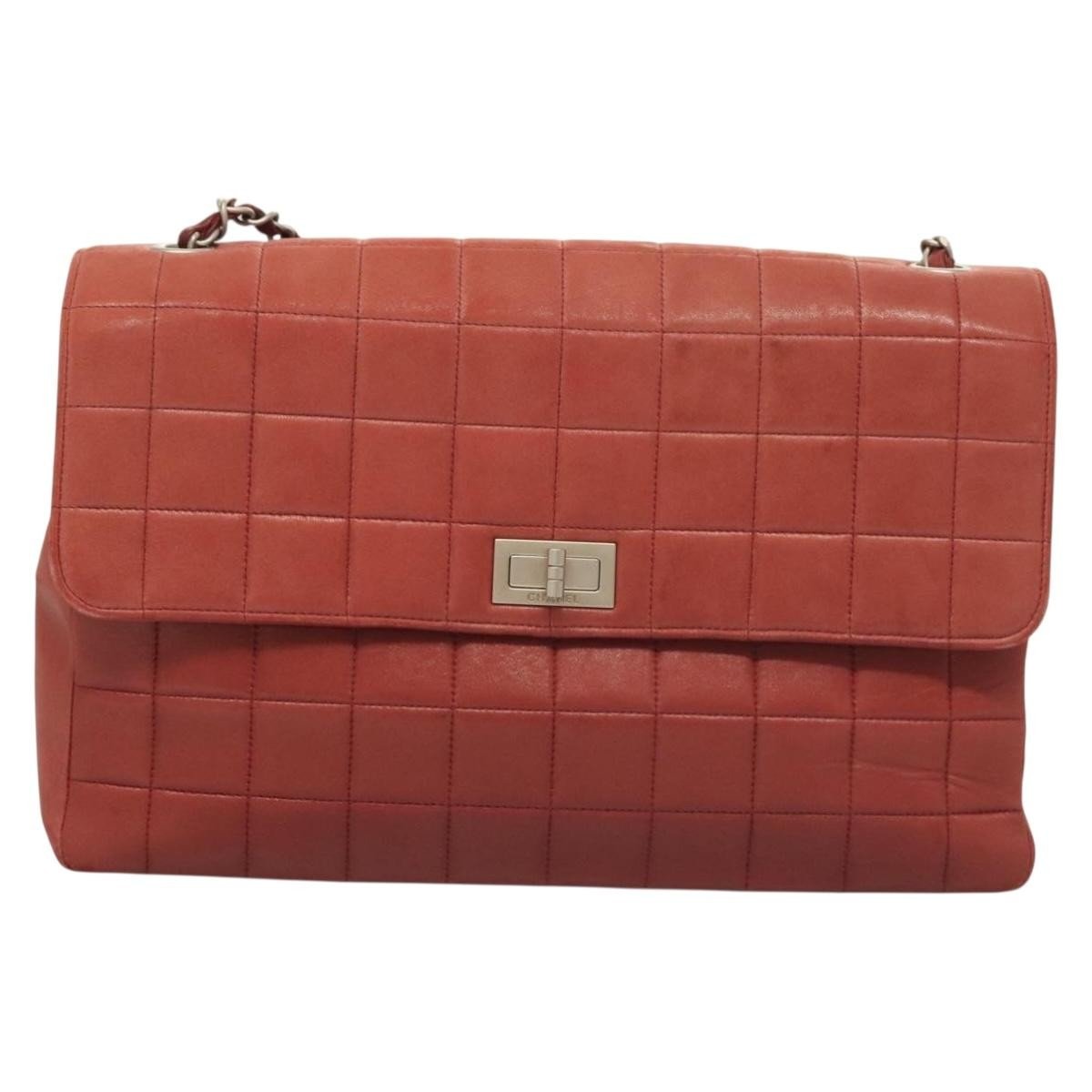 Chanel Chocolate Bar Reissue Flap Pelle di Agnello Rosso – 31 cm - Etoilux