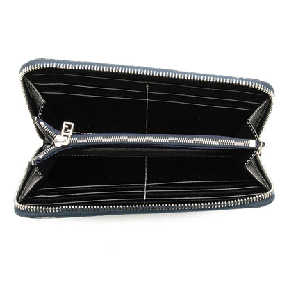 Fendi Portafoglio Zip - Around in Tela FF Zucca Blu – 2000s - Etoilux