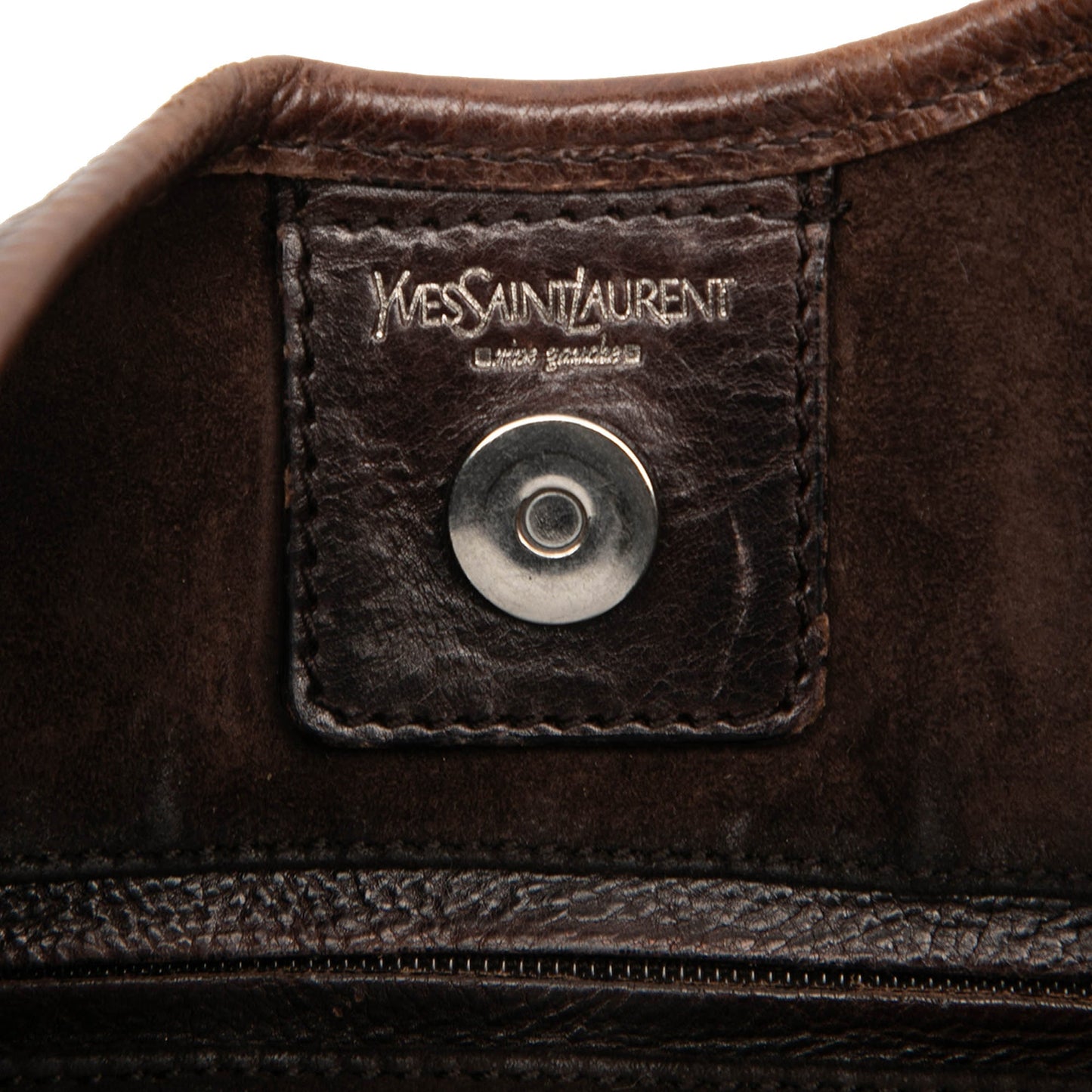 Yves Saint Laurent Rive Gauche Mombasa Pelle di Vitello Marrone – 35 cm - Etoilux