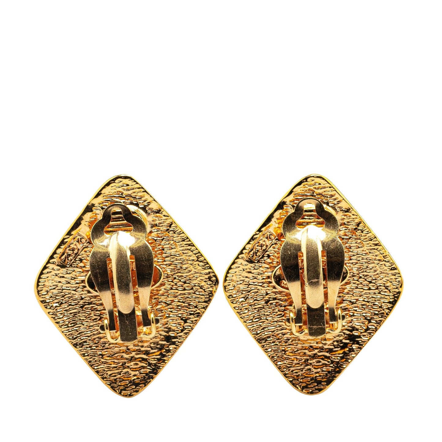 Chanel Orecchini Clip Vintage Rombo CC Dorato — Anni '70/'80 — Made in France - Etoilux