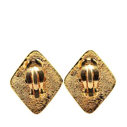 Chanel Orecchini Clip Vintage Rombo CC Dorato — Anni '70/'80 — Made in France - Etoilux