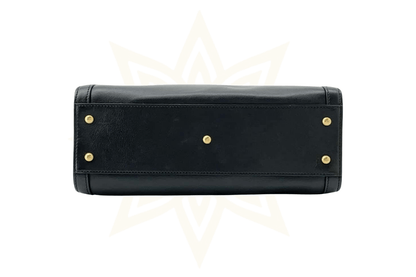 Gucci Diana Medium Tote Bag in pelle nera con manico in bamboo - Etoilux