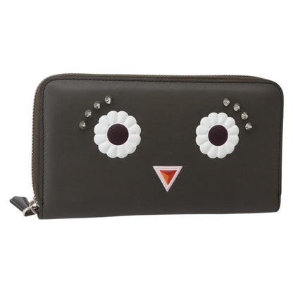 Fendi – Portafoglio Lungo Monster Eyes in Pelle Grigia – Condizioni Eccellenti (Rank SA) - Etoilux