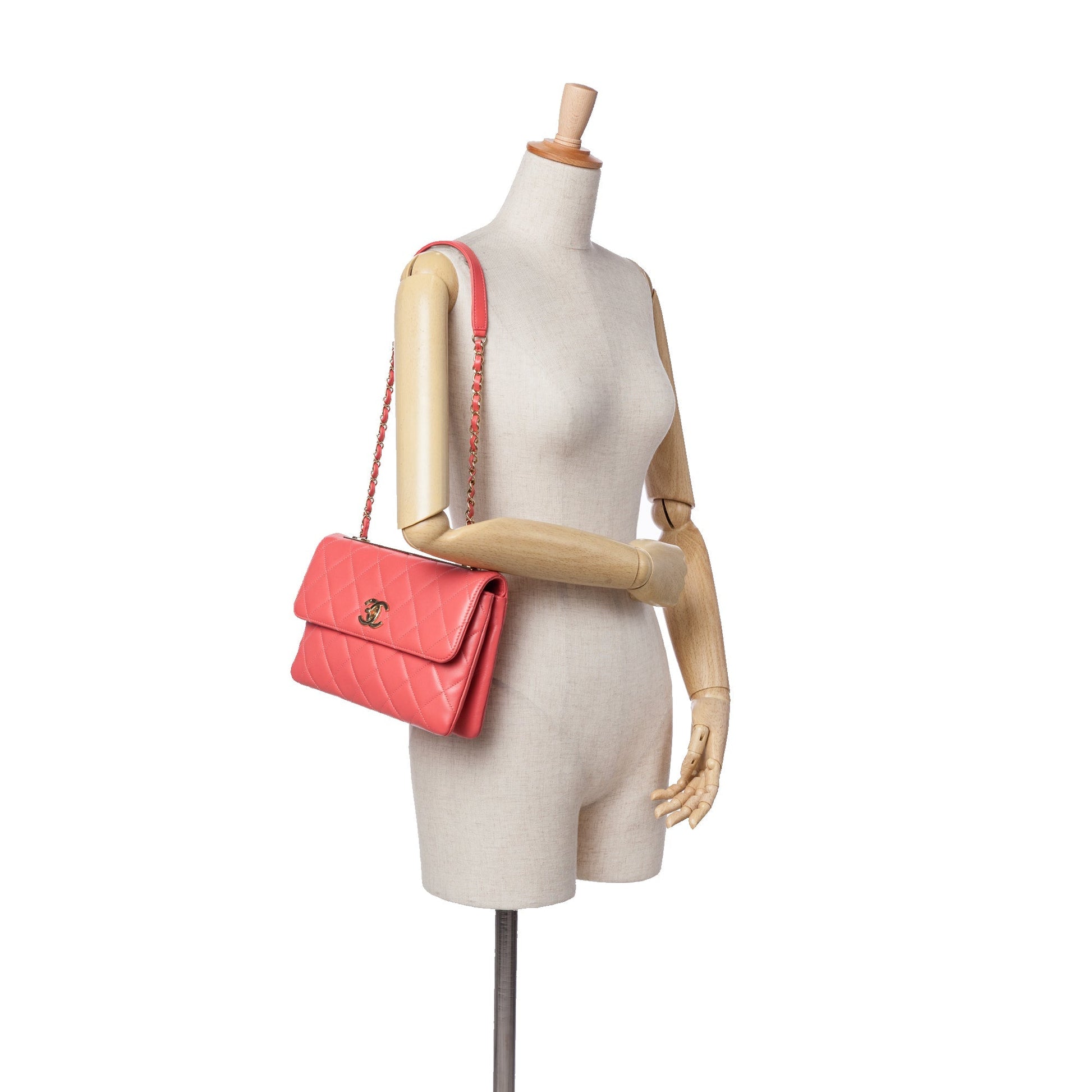 CHANEL – Trendy CC Shoulder Bag Small in pelle di agnello rosa (2016–2017) - Etoilux