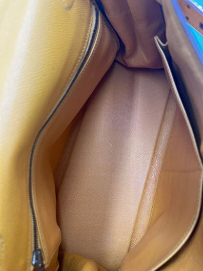 Hermès Kelly 32 Retourné Courchevel Jaune Hardware Dorato 1995 - Etoilux