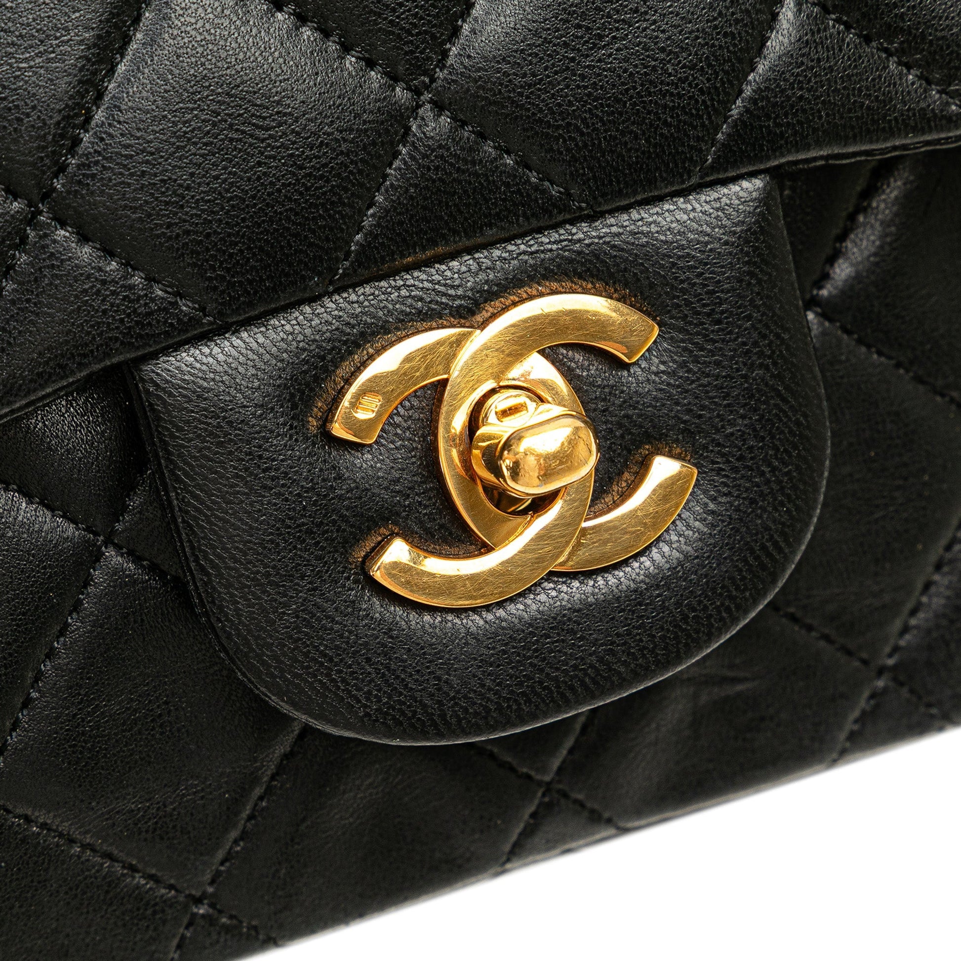 Chanel – Classic Flap Small Double Flap in Pelle di Agnello Nera - Etoilux