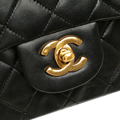 Chanel – Classic Flap Small Double Flap in Pelle di Agnello Nera - Etoilux