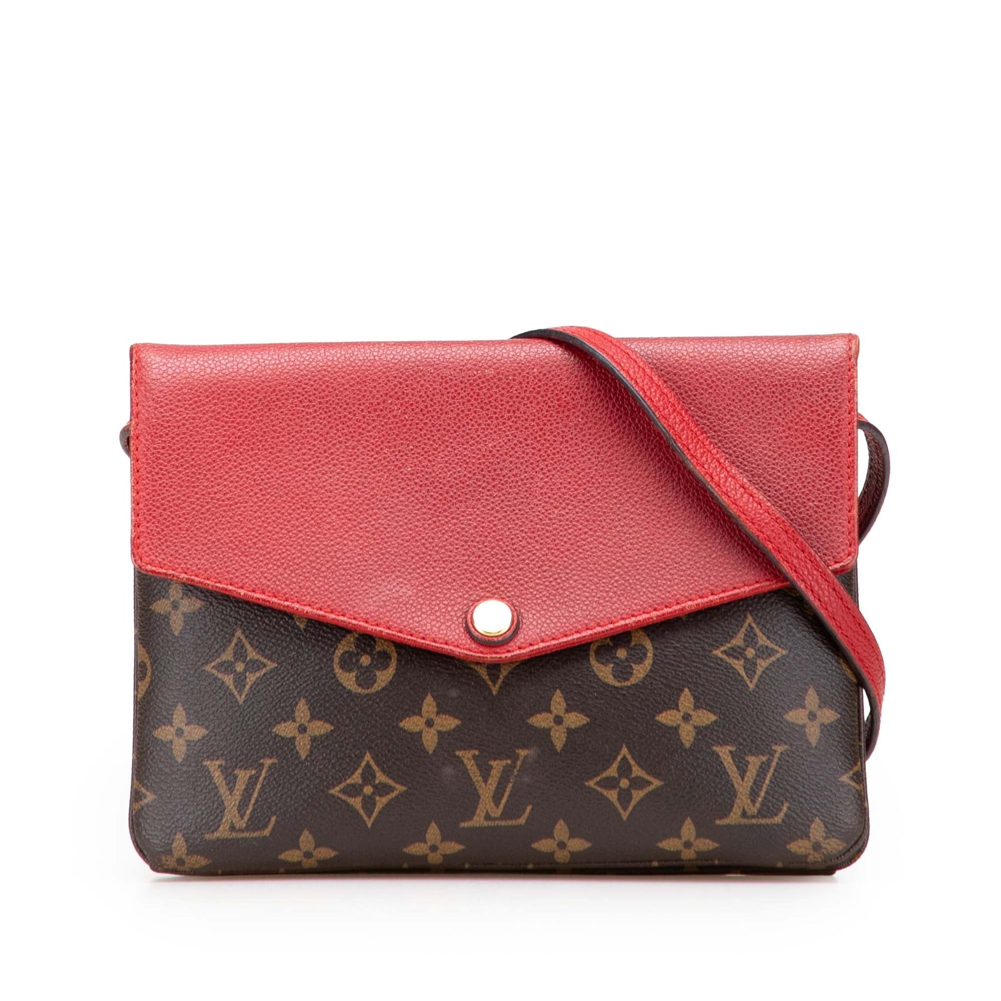 Borsa Louis Vuitton Twice Monogram patta rossa fronte