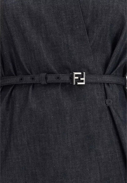 Fendi – Abito chemisier corto in chambray di cotone - Etoilux
