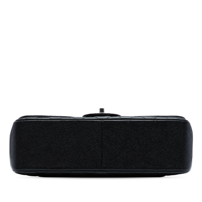 Chanel Classic Double Flap Jumbo in Pelle di Caviale Nera – Hardware Argento - Etoilux