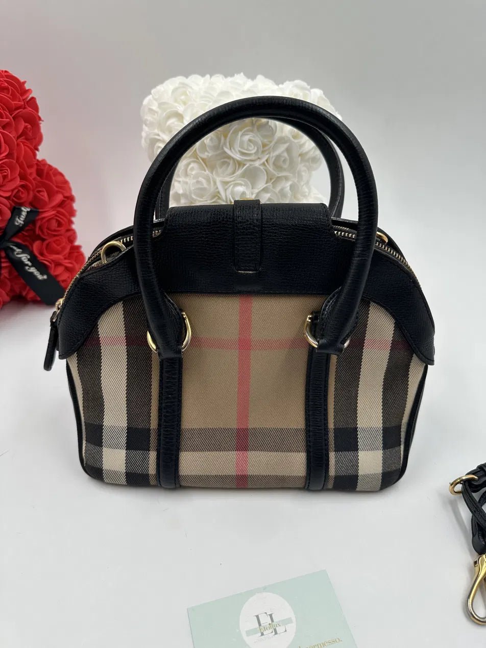 Burberry Orchard Small House Check e Pelle Nera – 27 cm - Etoilux