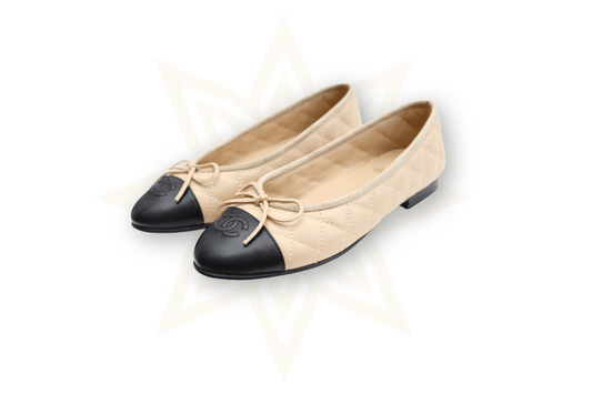 Chanel Ballerine Classiche Beige & Nero in Pelle Trapuntata Taglia: 38C – Made in Italy - Etoilux