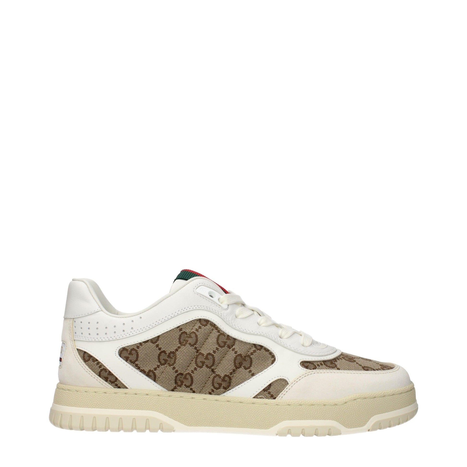 Gucci – Sneakers Re - Web Beige/Bianco – Pelle, Camoscio e Tessuto - Etoilux